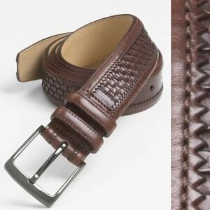 MEZLAN Parma Dama' Woven Leather Belt Brown 40 Men's